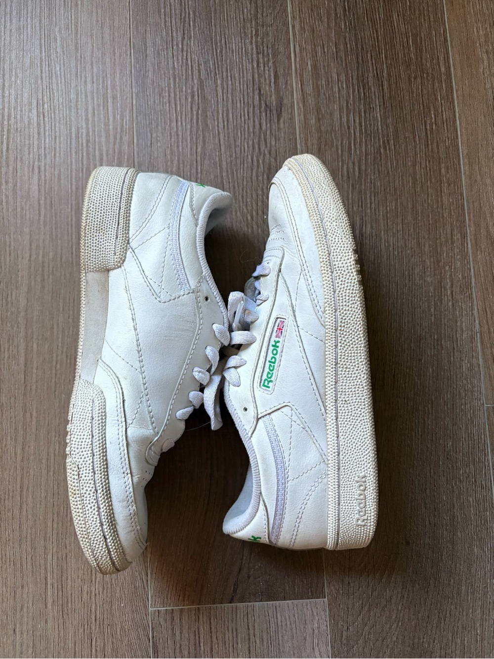 Reebok Off-White Sneakers with Green Logo